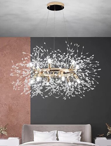  vuurwerk kristallen kroonluchter modern, spoetnik paardebloem kroonluchter, 12/20 lichten chromen hanglamp voor restaurant trap keuken eetkamer slaapkamer woonkamer