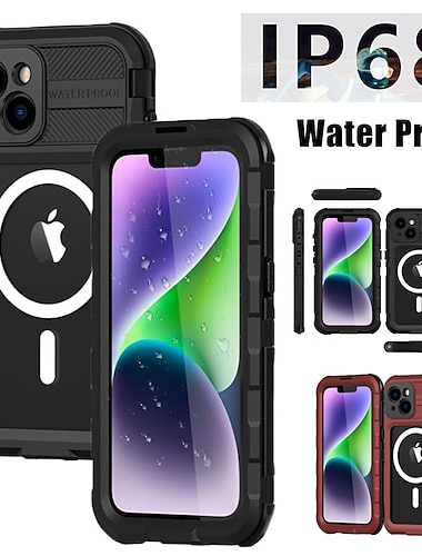  telefone Capinha Para iPhone 16 15 14 Pro Max Plus iPhone 13 Pro Max Trabalhos Pesados Estojo Impermeável Com Magsafe Proteção de corpo inteiro Suporte para carregamento sem fio com pulseira Liga de