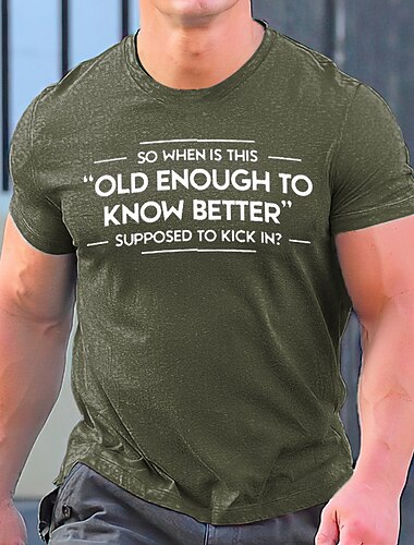  Herren Zitate & Sprüche T Shirt Grafischen T-Shirt Baumwolle Kurzarm Grafik Hemd Schwarz Blau Grün Bequemes T-Shirt Urlaub Alltagskleidung Modedesigner-Kleidung