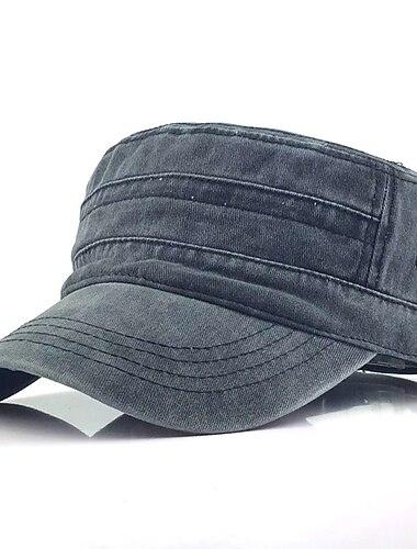  Militärmütze für Herren, Kadettenmütze, Schwarz, Marineblau, gewaschene Baumwolle, reine Farbe, verstellbar, täglich, stilvoll, für die Straße, Alltagskleidung, Vintage, Sport, tragbar