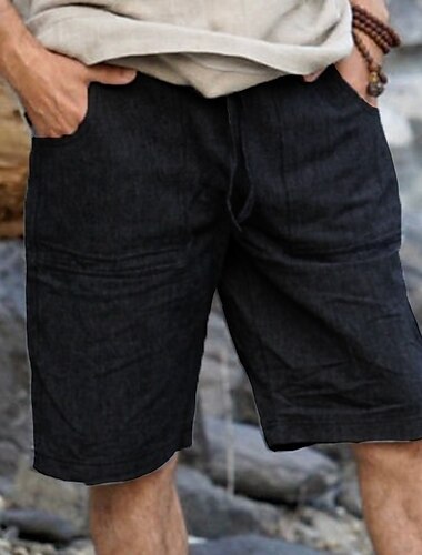  Herren Shorts Kurze Hosen Leinenshorts Kurze Hosen Sommer-Shorts Strandshorts Kurze Hosen Kordelzug Elastische Taille Glatt Komfort Atmungsaktiv Kurz Outdoor Täglich Strassenmode Stilvoll