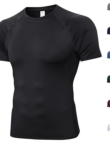  Ανδρικά Μπλούζα συμπίεσης Tricou de Alergat Κοντομάνικο Μπλουζάκι Αθλητικό Ένδυση γυμναστικής και άθλησης Καλοκαίρι Σπαντέξ Αναπνέει Γρήγορο Στέγνωμα Ύγρανση Moale