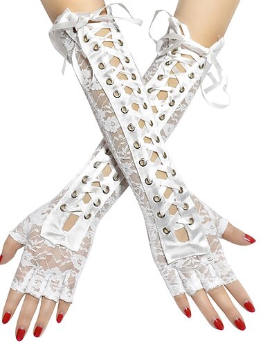  Goldene Zwanziger Punk & Gothic 17. Jahrhundert Handschuhe Kopfschmuck Pestdoktor Einfarbig Patchwork Damen Handschuhe