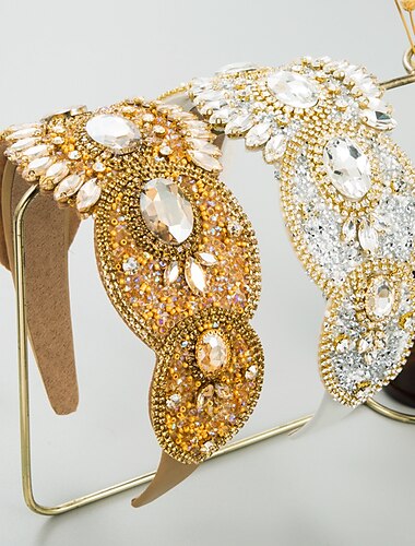  Banda para el cabello de armonía, banda para el cabello industrial pesada y lujosa vintage francesa, sensación premium, banda ancha para la cabeza con diamantes de imitación, elegante adorno para el