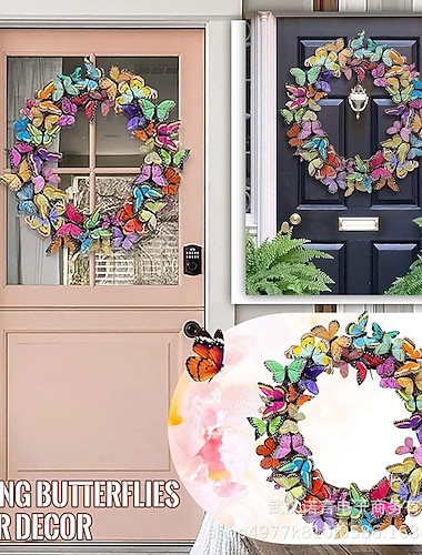  corona de mariposa pascua primavera decoración hotel restaurante puerta colgante de pared