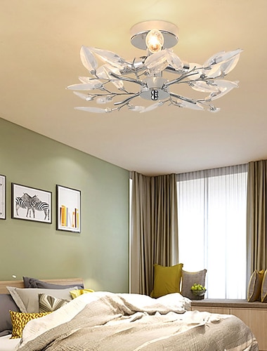  Kronleuchter-Pendelleuchte, Pendelleuchten 2-Licht-Armaturen mit Blattzweigform transparent, 45 cm moderne Unterputz-Deckenleuchte - kompatibel mit Wohnzimmer, Küche, Schlafzimmer,
