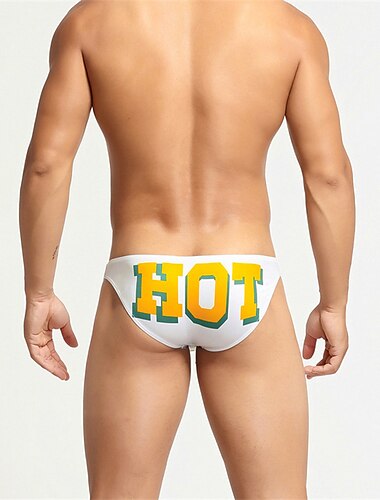  Herren 1 PC Slip Bedruckt Polyester Elasthan Waschbar Komfortabel Buchstabe Grafik-Drucke Tiefe Hüfthöhe Schwarz Weiß