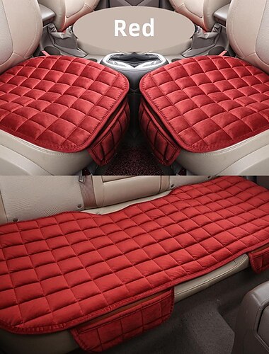  Plush Plaid Thicken Warm Car Seat Cushion Pad Car Seat Protector Car Front Rear Seat Covers For Car SUV Truck Car Accessories