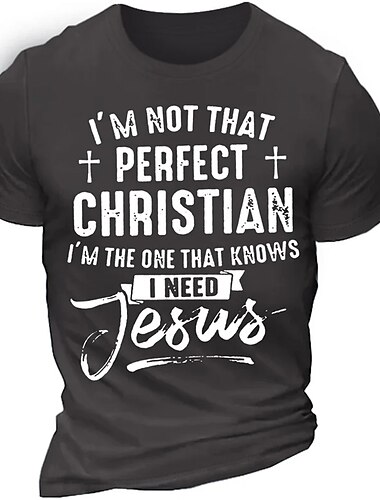 Hombre Letra Estampados Fe Camiseta Camisetas gráficas Algodón Mangas cortas Gráfico Camisa Negro Rojo Azul Marino Oscuro Camiseta cómoda Vacaciones Calle Ropa de diseñador de moda