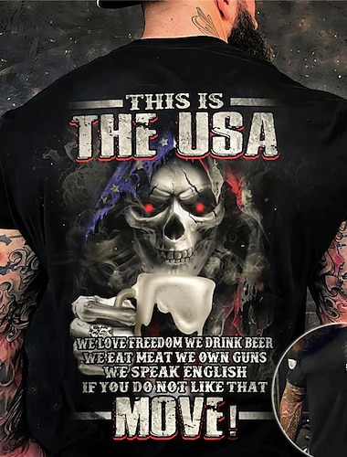  Herren Grafik Totenkopfe T Shirt T-Shirt Kurzarm T-Shirt 3D-Druck Rundhalsausschnitt Hemd Vintage Mode Designer Outdoor Lässig Täglich Schwarz Frühling & Sommer Bekleidung S M L XL 2XL 3XL