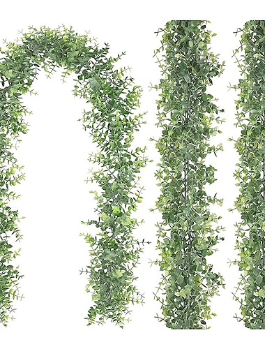  1 قطعة نبات أخضر اصطناعي إكليل الأوكالبتوس الاصطناعي الكرمة 1.8 متر ins الأوكالبتوس معلق على الحائط نبات محاكاة الكرمة ديكور الزفاف