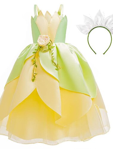  Tinkelbel Sprookje Prinses Tiana Bloemenmeisje jurk Thema feestkostuum Tule jurken Actief Zoet Film cosplay for Voor meisjes Kinderen Bruiloft Bruiloft gast