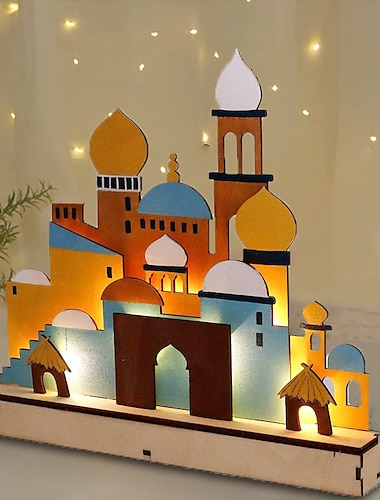  ramadan dekorasjoner lys tre eid mubarak led nattlys muslim ramadan dekorasjon til hjemmet islamsk muslimsk festhjelp mubarak dekor festutstyr