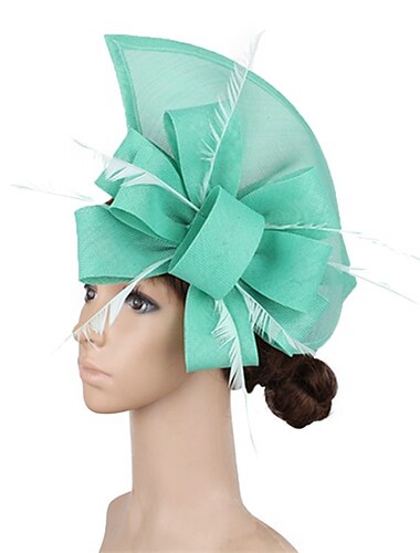  fascinators Namaaklinnen Kentucky Derby Paardenrace cocktail Koninklijke Ascot Elegant Retro Met Veer Strik Helm Hoofddeksels