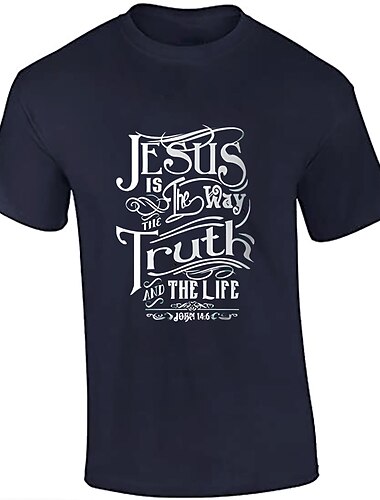  Herren Buchstabe Jesus T Shirt T-Shirt Baumwolle Kurzarm Grafik Hemd Schwarz Armeegrün Dunkelblau Bequemes T-Shirt Lässig Modedesigner-Kleidung