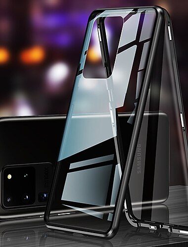  telefone Capinha Para Samsung Galaxy S26 Ultra Plus A34 A54 A53 A23 Caso de Adsorção Magnética e protetor de tela Transparente Magnética Transparente Vidro Temperado Metal