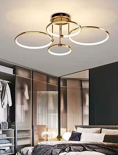  suspension led 60/75cm 3/4-lumières anneau cercle design dimmable aluminium luxueux style moderne salle à manger chambre lampes suspendues 110-240v seulement dimmable avec télécommande