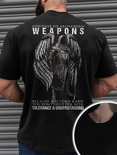  Herren Templer Kreuz Grafikdrucke Alte Leute T Shirt Grafischen T-Shirt Baumwolle Kurze Ärmel Grafik Hemd Schwarz Marinenblau Grün Bequemes T-Shirt Urlaub Straße Modedesigner-Kleidung