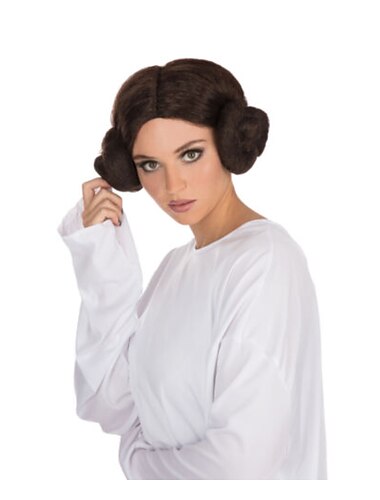  Ladies Leia Space Princess Fancy Dress Bun Wig Cosplay New Halloween Wigs