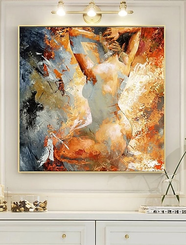  peinture à l'huile à la main peint à la main art mural personnes femme corps décoration de la maison décor cadre tendu prêt à accrocher 90cm * 90cm