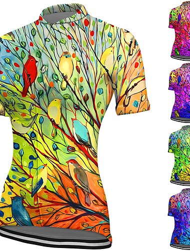  Mujer Maillot de Ciclismo Manga Corta Bicicleta Maillot Camiseta con 3 bolsillos traseros MTB Bicicleta Montaña Ciclismo Carretera Transpirable Secado rápido Dispersor de humedad Bandas Reflectantes
