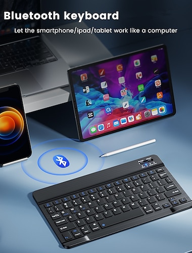  ワイヤレスBluetooth 人間工学に基づいたキーボード タブレットキーボード パータブル ウルトラスリム 人間工学デザイン キーボード 〜と 内蔵リチウム電池駆動 Mini Wireless Bluetooth Keyboard Keyboard for Ipad Mobile Phone Tablet Mute Button Rechargeable Keyboard for
