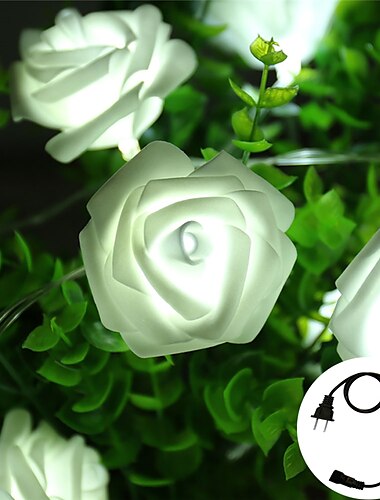  Rose Lichterkette Blume dekoratives Licht 5m 20led 9-Farben optional Simulation Outdoor wasserdichtes Netzteil 8-Modus Speichersteuerung Garten dekoratives Licht Party Atmosphäre Licht eu us 1 Set