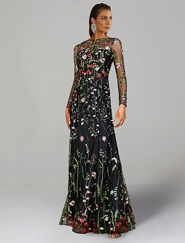  Robe de mariée de plage robes invitées de mariage florales robe semi-formelle jardin longueur total manches longues col bijou automne invitée de mariage tulle avec broderie 2025