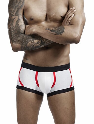  Herren 1 PC Unterwäsche Boxer Slip Unterhosen Bedruckt Elasthan Polyester / Baumwollmischung Waschbar Komfortabel Grafik-Drucke Tiefe Hüfthöhe Schwarz Weiß