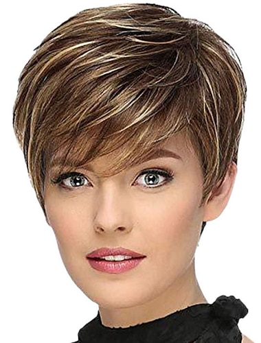  Pelucas de corte pixie bob corto natural para mujeres negras cabello humano de color liso con flequillo cabello brasileño natural