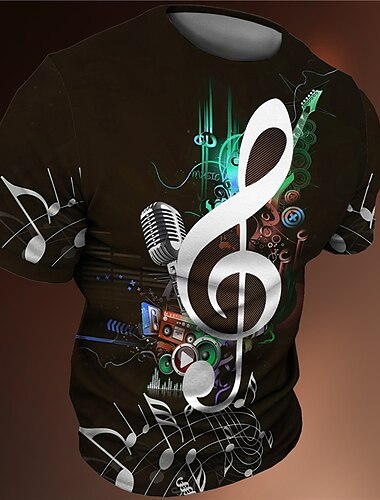  Musikfestival Herren Grafik Musiknoten T Shirt T-Shirt Kurzarm T-Shirt 3D-Druck Rundhalsausschnitt Hemd Vintage Mode Designer Outdoor Lässig Täglich Gelb Rote Purpur Frühling & Sommer Bekleidung S M