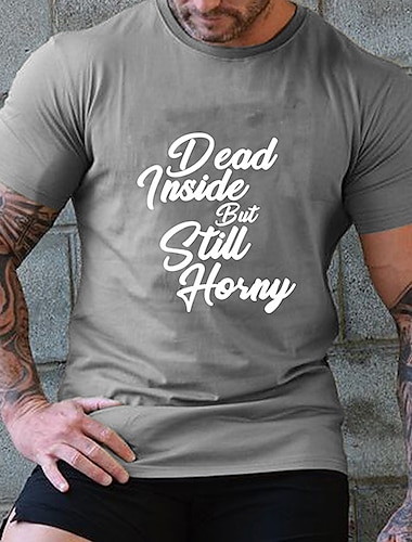  Hombre Talla Grande Camiseta Grande y alto Letra Cuello redondo Estampado Mangas cortas Ropa de calle Elegante Casual Tops Exterior Noche Tops