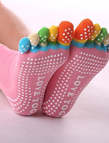  Calcetines de yoga con cinco dedos, calcetines antideslizantes dispensadores de algodón puro para mujer, calcetines profesionales para deportes de interior, calcetines de yoga para mujer, regreso a