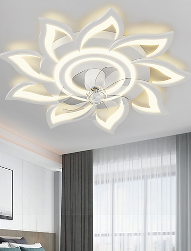  ventilateurs de plafond led dimmable avec contrôle à distance conception de fleur plafonnier encastré abat-jour en acrylique lustre chambre salon