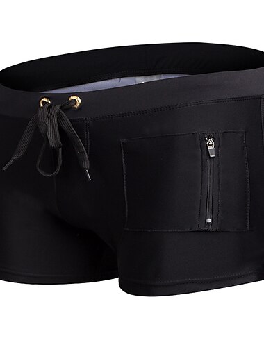  男性用 スイムウェア スイムショーツ スイムトランク ドローストリング ジッパーポケット 平織り 高通気性 ソフト アウトドア カジュアル 日常 ハワイアン スタイリッシュ ブラック ホワイト マイクロエラスティック