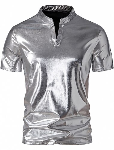  Disk 1980erne Skinnende Metallisk Maskerade Disko Herre Karneval kostume Maskerade Fest / aften Polterabend Pride Parade Voksne Top