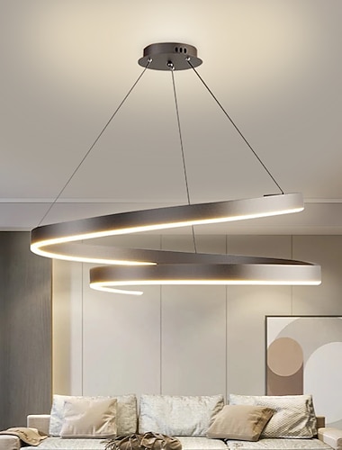  led pendel lys 1-lys ring sirkel design varm hvit aluminium malt finish luksuriøs moderne stil spisestue soverom pendel lamper 110-240v