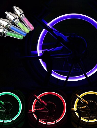  LED Radlichter Ventilkappen Blinklichter Rad beleuchtet - Bergradfahren Fahhrad Radsport Wasserfest Einfach zu tragen Langlebig Knopf-Batterie AG10 Rot Blau Gelb Radsport / Aluminium-Legierung