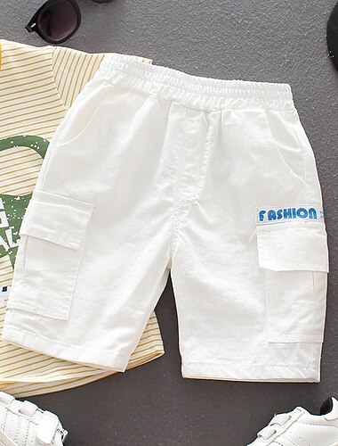  Kinder Jungen Kurze Hose Einfarbig Komfort Kurze Hose Schule Baumwolle Niedlich Täglich Weiß Gelb Blau