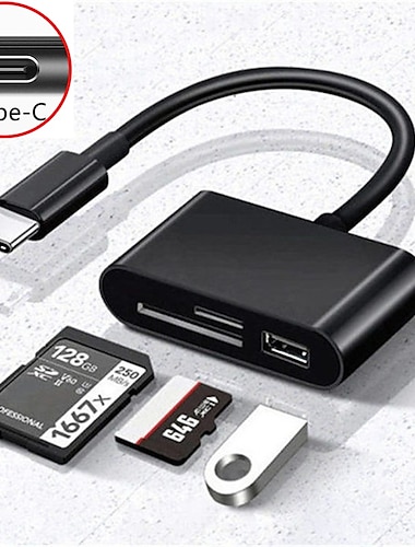  usb c sd kortläsare adapter typ c micro sd tf kortläsare multifunktion 3-i-1 otg adapter för bärbara datorer macbooks mobilkameror