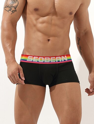  Herren 1 PC Unterwäsche Boxer Slip Unterhosen Bedruckt Elasthan Polyester / Baumwollmischung Waschbar Komfortabel Grafik-Drucke Tiefe Hüfthöhe Schwarz Weiß