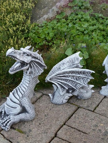 Decoración de jardín de dragón, estatua de dragón de resina, decoración de jardín de resina, decoración de jardín de Pascua, accesorios para el hogar