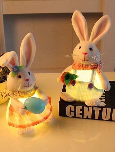  conejo de pascua juguete de pie dibujos animados lindo periódico huevo rábano conejo luminoso decoraciones de mesa decoraciones de pascua