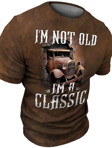  Homme Graphic Automatique T shirt Tee Manche Courte T-shirt 3D effet Col Ras du Cou Chemise Rétro Vintage Mode Design Extérieur Casual du quotidien Noir Jaune Rouge Printemps été Vêtement Tenue S M L