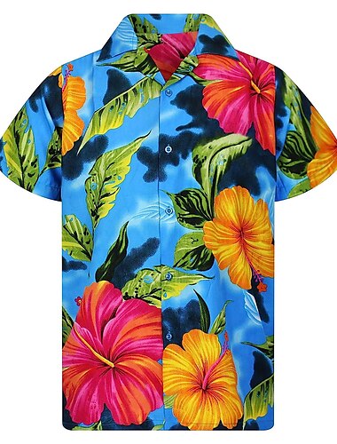  Herren Blumen Tropische Blumen Palmblatt Hemd Hawaiihemd Sommerhemd Aloha-Shirt Kurzarm Hemd Umlegekragen Tropisch Modisch Hawaiianisch Casual Hawaiianisch Festtage Hellrosa Hellgrün Rosa S M L