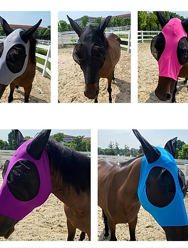  masque anti-mouches respirant avec oreille, masque de protection contre les moustiques, équipement équestre d'équitation