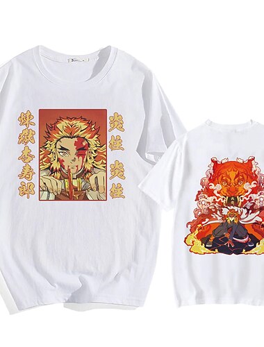  Rengoku Kyoujurou T-Shirt-Ärmel Anime Grafik Für Paar Herren Damen Erwachsene St. Patrick's Day Heißprägen Casual
