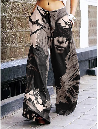  מכנסיים מכנסיים פאלאצו מכנסי רגליים רחבות דפוס 3D סגנון רחוב פאנק וגותי עבור בגדי ריקוד נשים מבוגרים הדפסת תלת מימד
