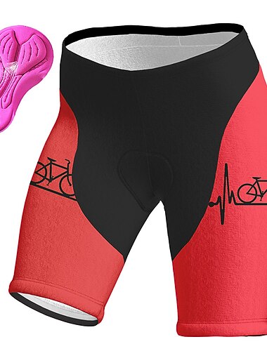  Dame Grafisk Sykkelshorts Sykkel Fôrede shorts Bunner Fjellsykling Veisykling sport 3D Pute Sykling Hurtigtørkende Fukttransport Gul Rød Spandex Klær Sykkelklær
