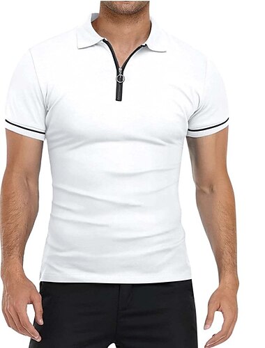  Homme Tee Shirt Golf Polo Sport & Loisir Casual Quarter Zip Manche Courte Mode Vêtement de rue Couleur unie Plein Zippé Eté Bleu Ciel Noir Blanche Rouge bleu marine Gris foncé Tee Shirt Golf